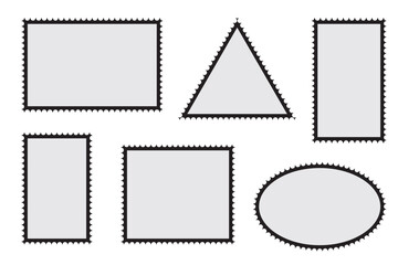 Light Postage Stamps collection. Blank Postage Stamps on gray background. Postage Stamps  . Blank Postage Stamps on isolated background. eps 10