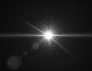 Bright starburst effect on a dark background, with lens flares