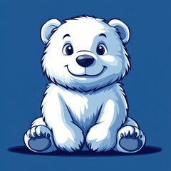 Fototapeta premium Cute polar bear character illustration with a friendly expression against a blue background