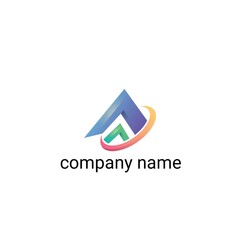 This logo has a modern and dynamic design with the main element being a geometric arrow pointing upwards
