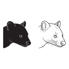 Fossa Graphic Study - Mysterious Creature - Light Fur - Fossa silhouette - Fossa lineart - Fossa vector - vector set of Fossa

