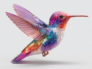 Obraz premium Vibrant 3D Render of a Hummingbird with Wildly Animated Wings An Octane Render Showcase
