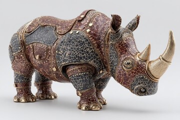 Obraz premium Powerful 3D Render of a Rhino with Tough Skin Detailed Octane Engine Visualization