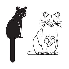 Fossa Illustration Assets - Forest Dweller - Slender Legs - Fossa silhouette - Fossa lineart - Fossa vector - silhouette & lineart of Fossa


