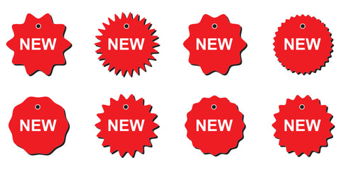 Set of new arrival tag icon set. Red Vector Banner Ribbon on white background, left bookmark, new arrival . New Arrival Stickers and Labels – Flat Icon Set  .  eps 10 