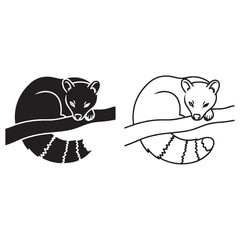 The Fossa Outline Set - Agile Climber - Long Tail - Fossa silhouette - Fossa lineart - Fossa vector - vector set of Fossa

