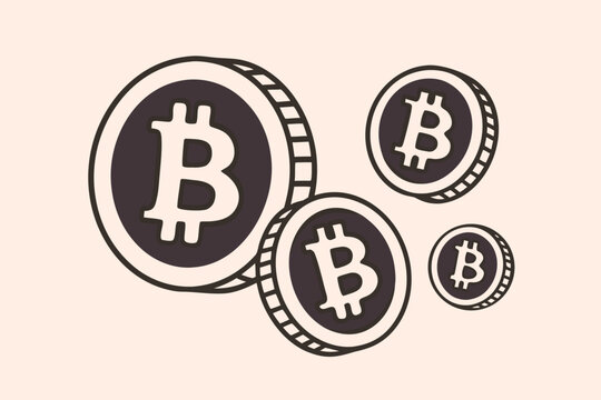 Clean Vector Bitcoin Coins with Beige Background