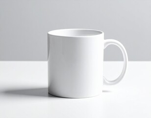Obraz premium Blank White Mug Mockup on White Surface