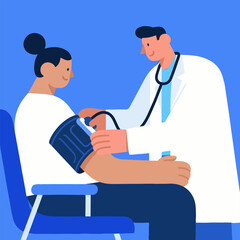 Fototapeta premium Doctor caring for patient with nurse in hospital setting smiling and working as a professional healthcare team