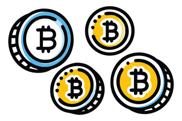 Graphic Bitcoin Tokens – Vector Illustration