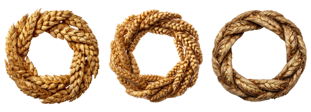 Wreaths of Dried Wheat with Transparent Background for Design Use