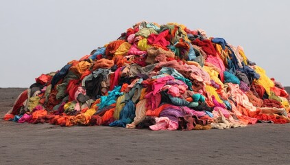 A pile of colorful and , piled on the ground in an open area near a river bank. The have been discarded by someone who has worn new ones