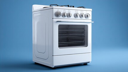 Obraz premium Modern white electric stove with four burners and built-in oven for contemporary kitchen interior design