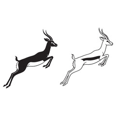 Fototapeta premium Gazelle Features Render - Wild Beauty - Smooth Coat - Gazelle silhouette - Gazelle lineart - Gazelle vector - vector set of Gazelle