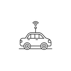 Connected autonomous car icon with wifi signal isolated on a white background