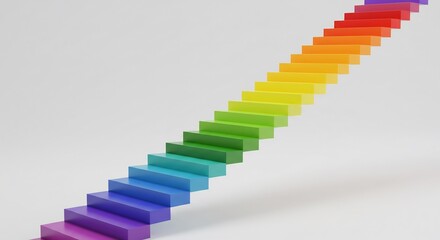 Obraz premium Escalier arc-en-ciel montant doucement lumiere douce design minimaliste. AI Generated