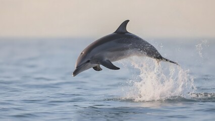 Fototapeta premium Dolphin leaping gracefully out of the ocean water