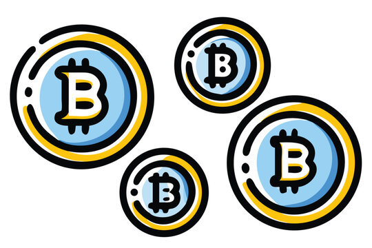Colorful Vector Bitcoin Icons with Bold Design