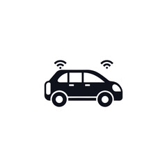 Connected car with wifi signals isolated on a white background