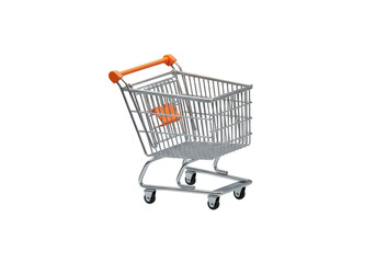 Miniature shopping cart isolated on transparent background