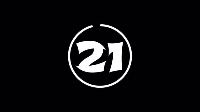 A stylized number twenty-six rendered in a bold white font, centered inside a broken circular frame against a solid black, high-contrast background.