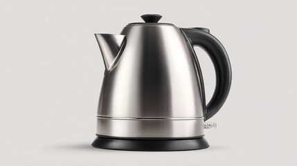 Modern stainless steel electric kettle isolated on white background