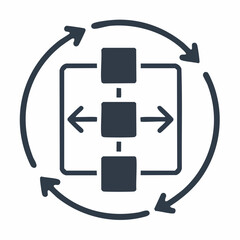 Circular process flow diagram with interconnected stages.