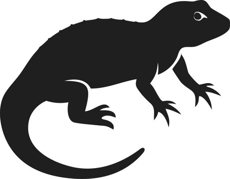 Gila monster silhouette of venomous lizard with textured back and long tail isolated on white background