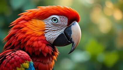 Scarlet Macaw: Vibrant Portrait in Lush Tropical Setting