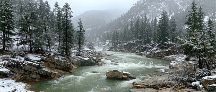 Snowy mountain river