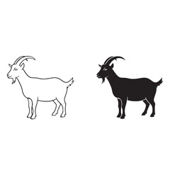 A Goat Art Duo - Farm Dweller - Light Frame - Goat silhouette - Goat lineart - Goat vector - vector set of Goat

