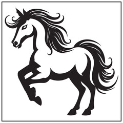 Obraz premium Vector art of black silhouette of a majestic horse running isolated on white background