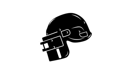 Military helmet for special forces, black isolated silhouette