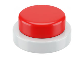 Red round button isolated on transparent background