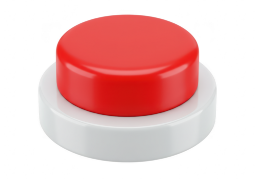 Red round button isolated on transparent background