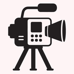 Video Camera on Tripod Silhouette Vector – Filmmaking and Media Icon

