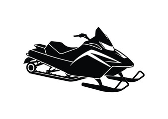 Snowmobile silhouette black vector white background