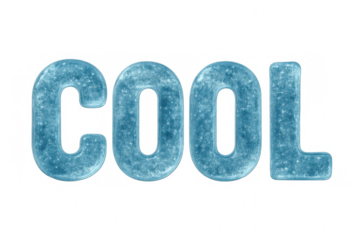 Transparent ice letters spelling cool word, highlighting summer creativity with chilling graphic design element