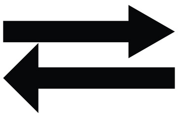 Set of long arrow vector, icon . Horizontal double side arrow. Straight long arrow vector icon set. Long arrows left and right in flat style. Long arrow silhouette, symbol, icon