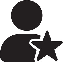 Silhouette vector of user profile with star icon, representing rating, featured user, or premium account