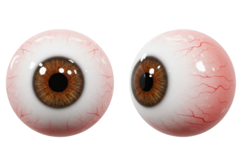 Two human eyeballs isolated on transparent background