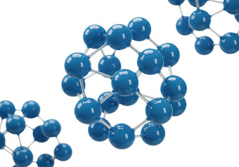 Blue molecular structure isolated on transparent background