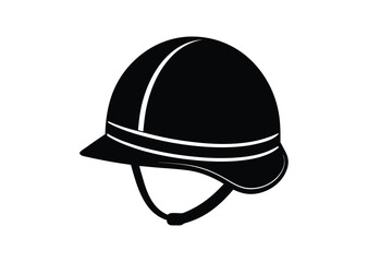 Naklejka premium Soldier helmet silhouette black vector white background