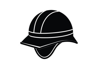 Fototapeta premium Soldier helmet silhouette black vector white background