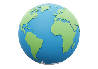 Fototapeta premium Stylized globe showing continents isolated on transparent background
