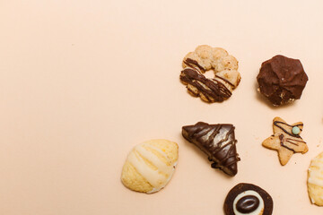 cookies on a plain background, Christmas cookies