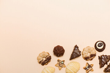 cookies on a plain background, Christmas cookies