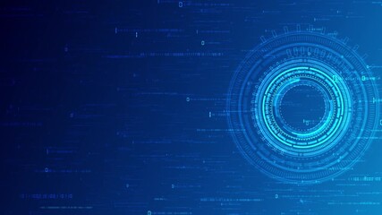 Animated blue digital HUD rotating circular data rings, cyber grid overlay, moving binary codes. futuristic interface data dashboards, tech intros, security systems, sci-fi UI scenes, innovation theme - Powered by Adobe