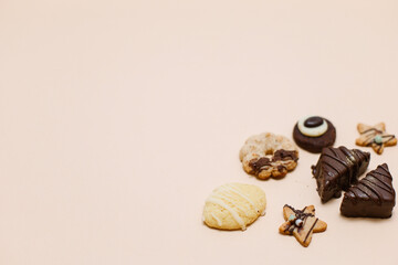 cookies on a plain background, Christmas cookies