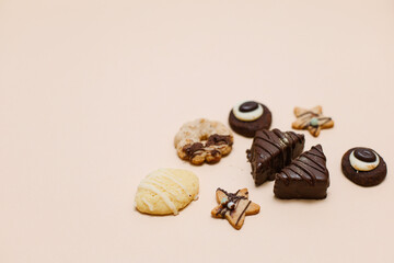 cookies on a plain background, Christmas cookies